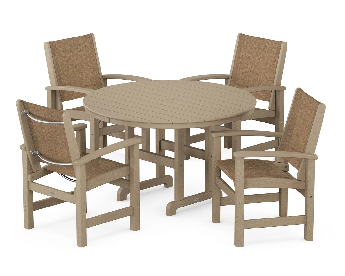 Polywood - Coastal 5-Piece Round Farmhouse Dining Set - FREE SHIPPING
