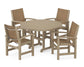 Polywood - Coastal 5-Piece Round Farmhouse Dining Set - FREE SHIPPING