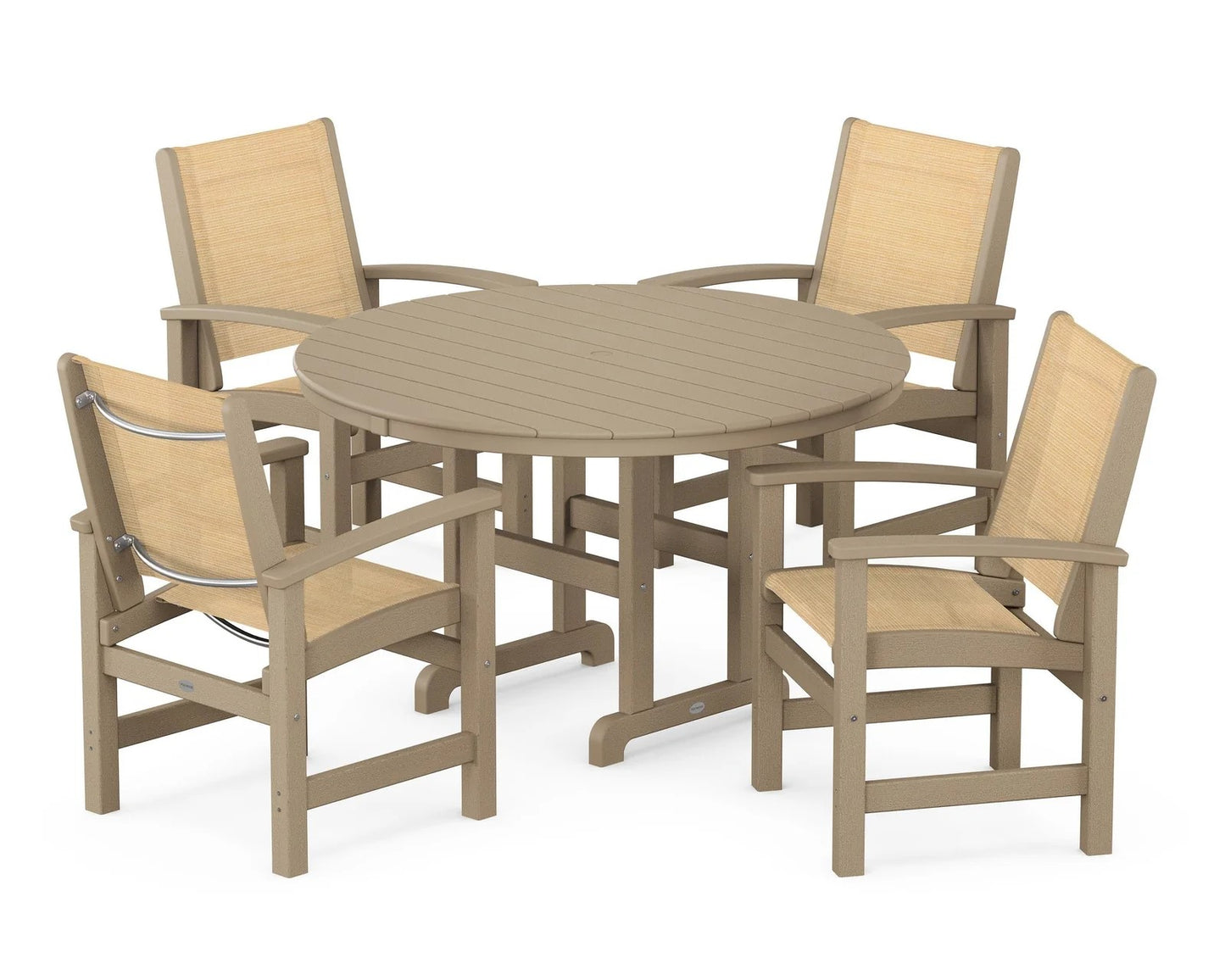 Polywood - Coastal 5-Piece Round Farmhouse Dining Set - FREE SHIPPING