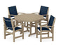 Polywood - Coastal 5-Piece Round Farmhouse Dining Set - FREE SHIPPING