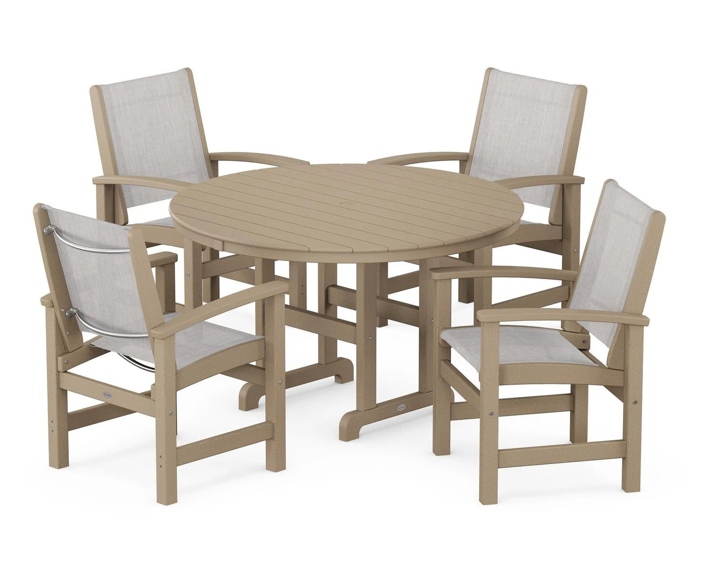 Polywood - Coastal 5-Piece Round Farmhouse Dining Set - FREE SHIPPING