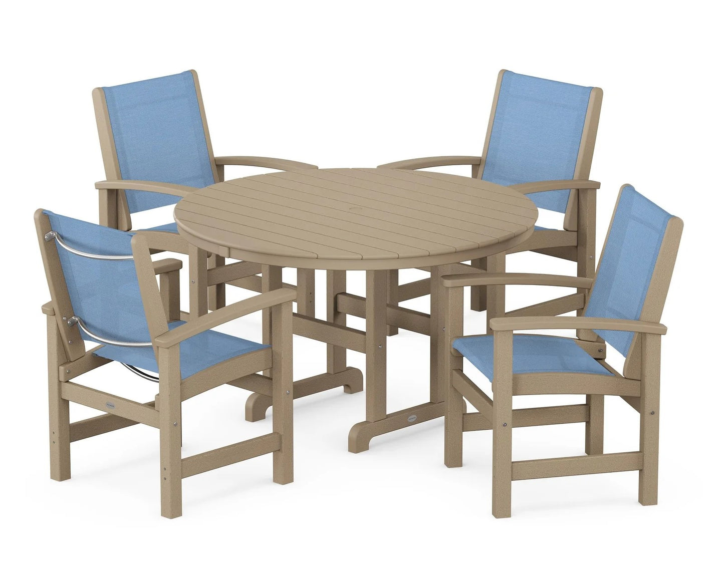 Polywood - Coastal 5-Piece Round Farmhouse Dining Set - FREE SHIPPING