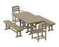 Polywood - La Casa Café 5-Piece Farmhouse Dining Set with Benches - FREE SHIPPING