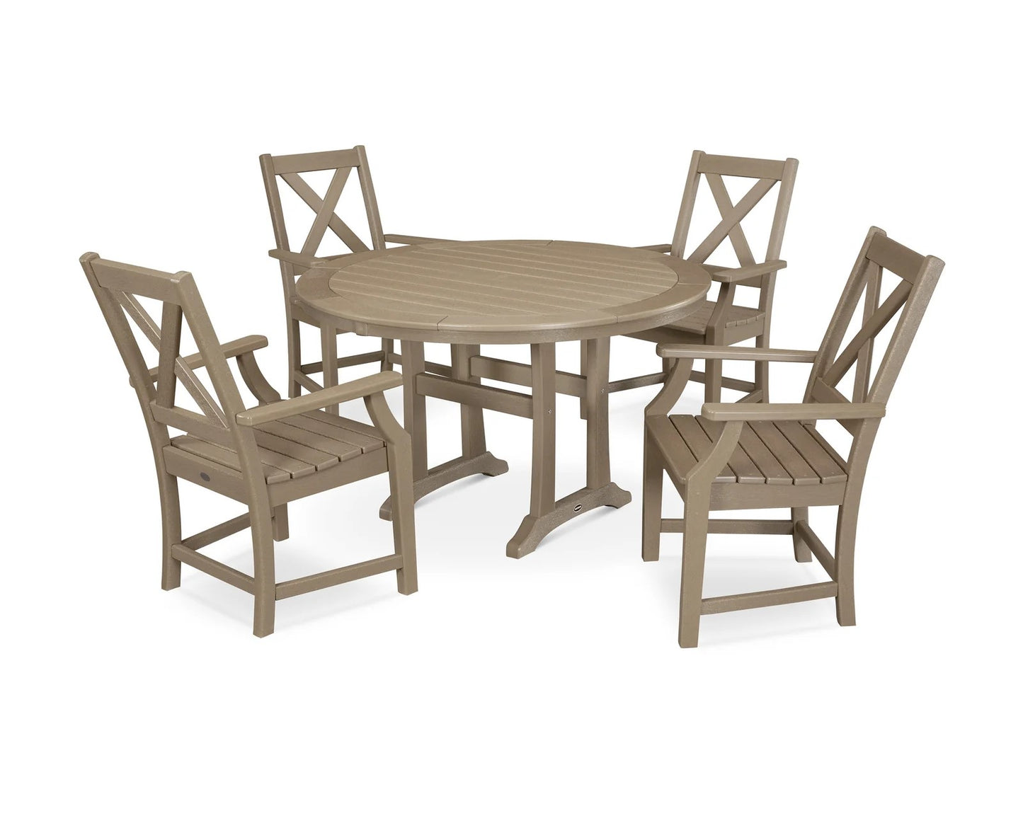 Polywood - Braxton 5-Piece Nautical Trestle Arm Chair Dining Set - FREE SHIPPING