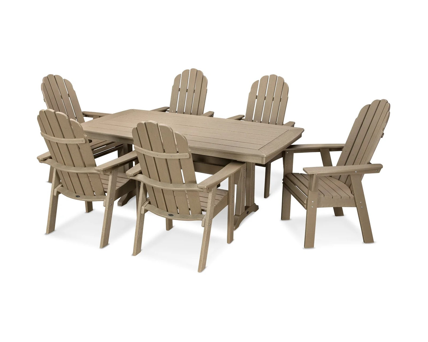 Polywood - Vineyard Curveback Adirondack 7-Piece Dining Set with Trestle Legs - FREE SHIPPING