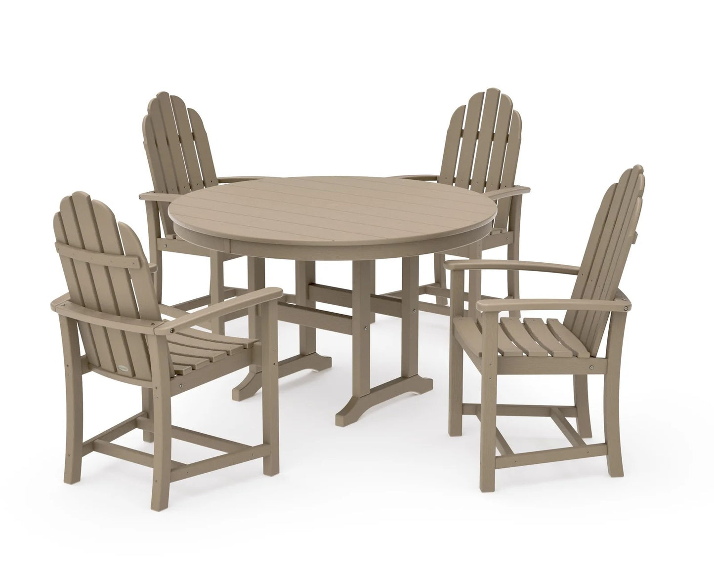 Polywood - Classic Adirondack 5-Piece Round Farmhouse Dining Set - FREE SHIPPING
