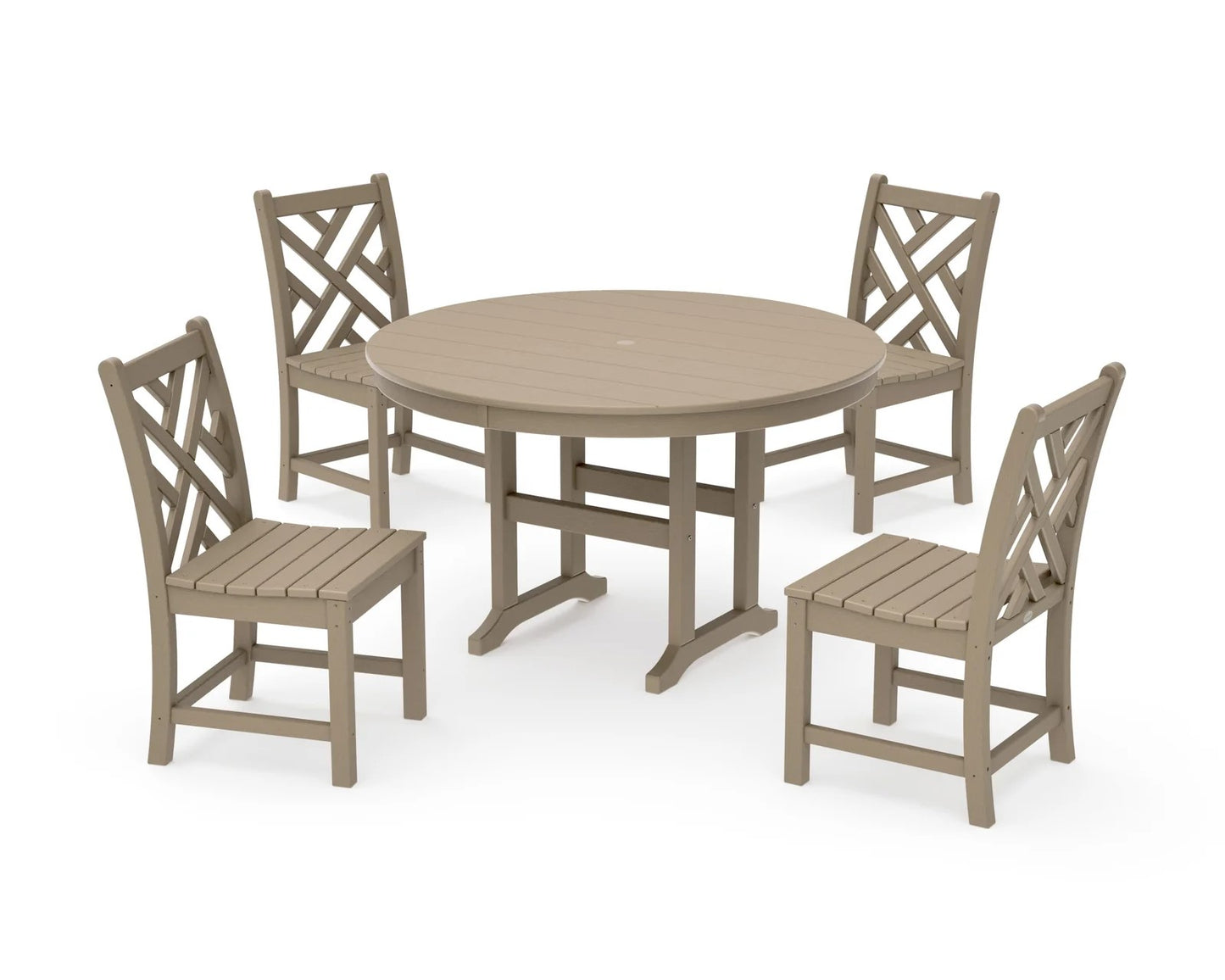 Polywood - Chippendale 5-Piece Round Farmhouse Side Chair Dining Set - FREE SHIPPING