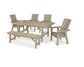 Polywood - Modern Curveback Adirondack 6-Piece Rustic Farmhouse Dining Set with Bench - FREE SHIPPING