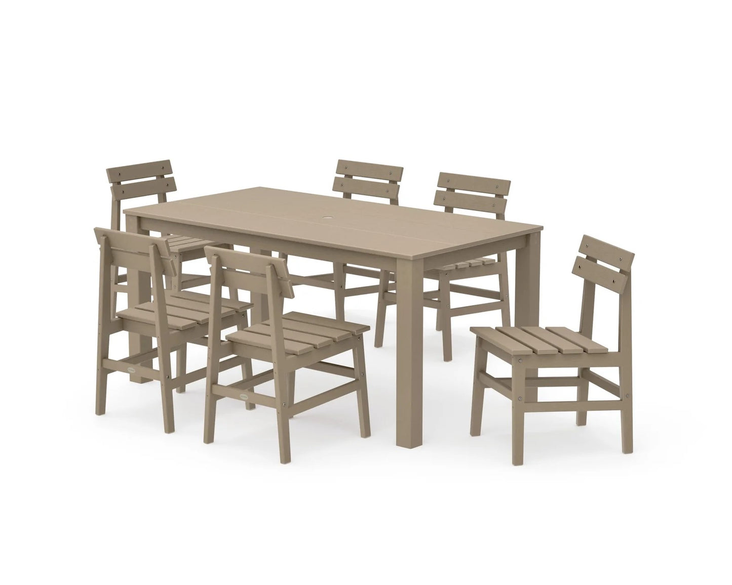 Polywood - Modern Studio Plaza Chair 7-Piece Parsons Table Dining Set - FREE SHIPPING