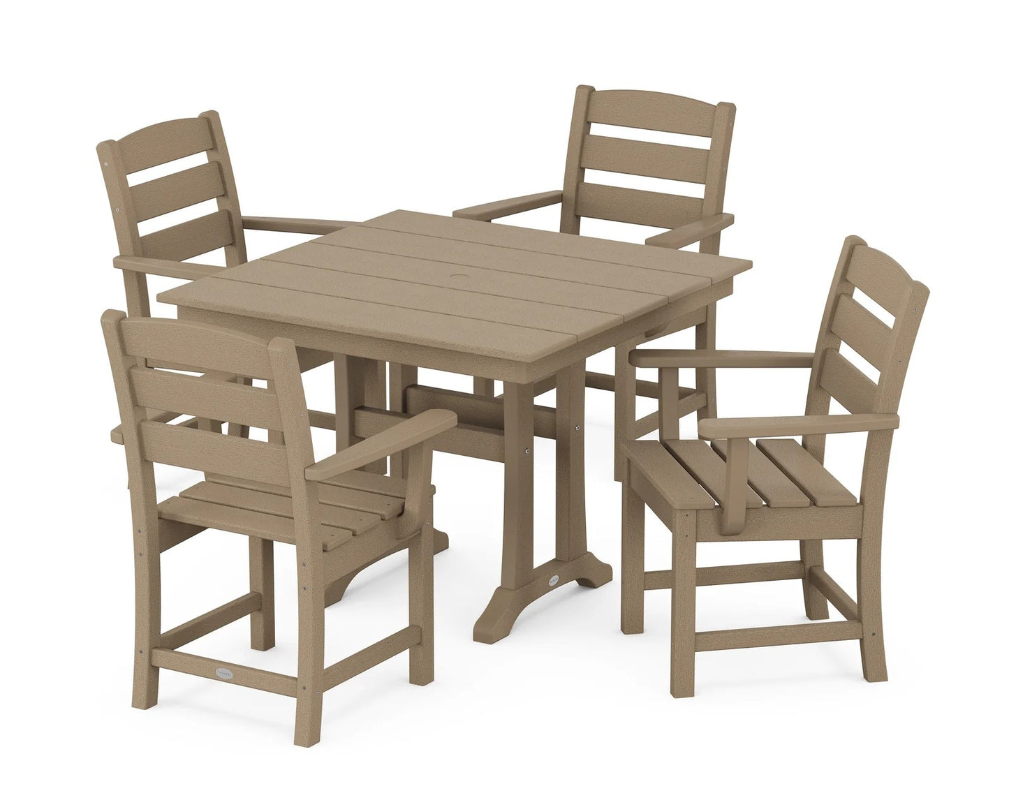 Polywood - Lakeside 5-Piece Farmhouse Trestle Arm Chair Dining Set - FREE SHIPPING