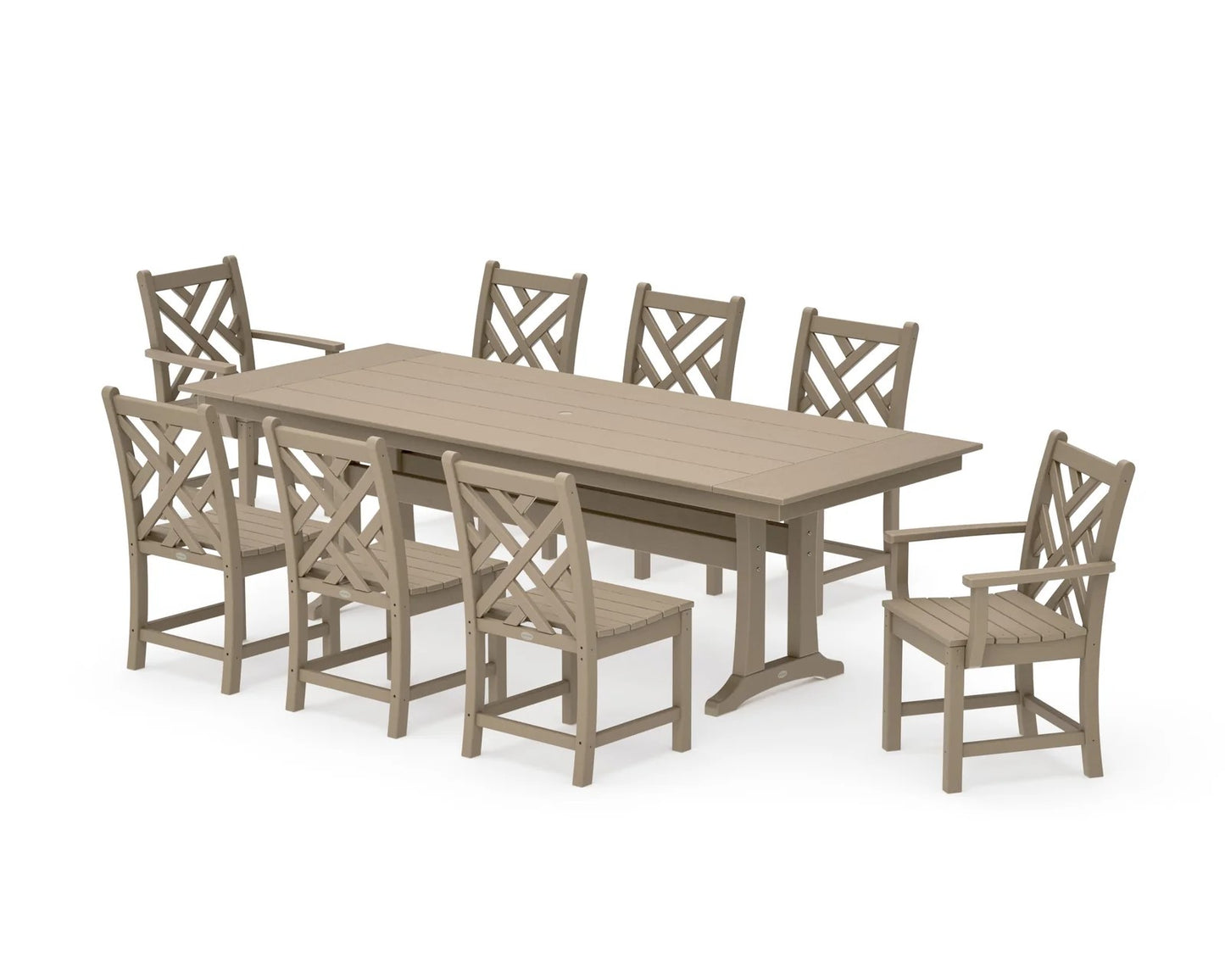 Polywood - Chippendale 9-Piece Farmhouse Dining Set with Trestle Legs - FREE SHIPPING
