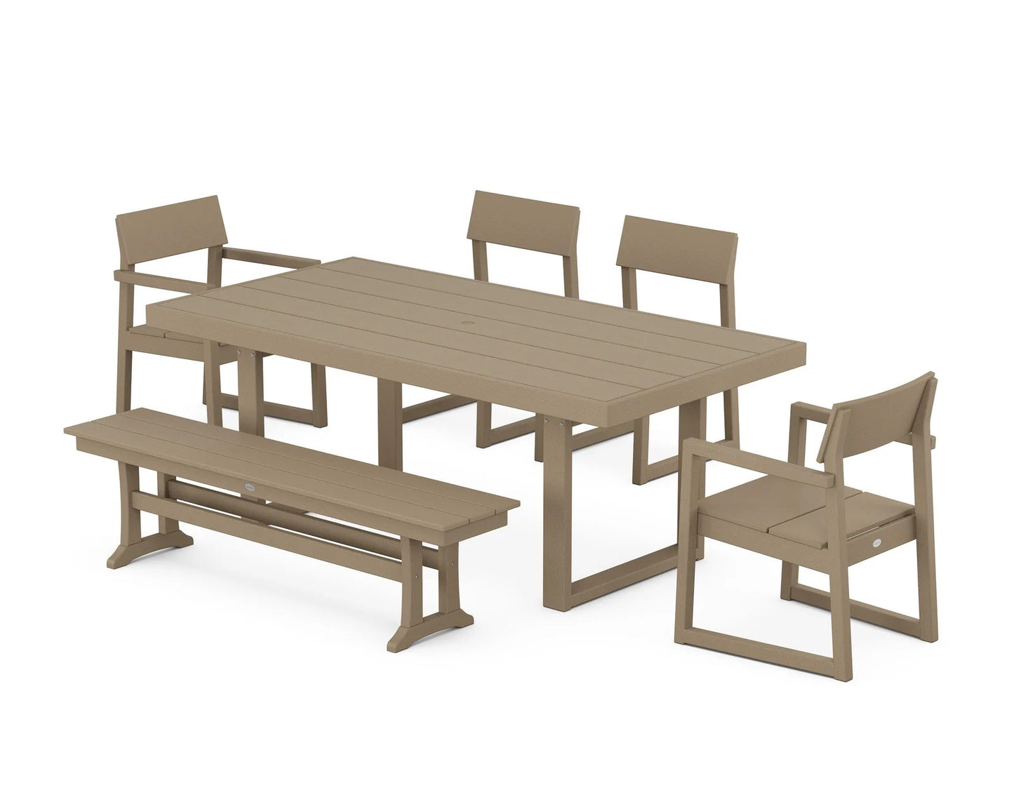 Polywood - EDGE 6-Piece Dining Set with Bench - FREE SHIPPING
