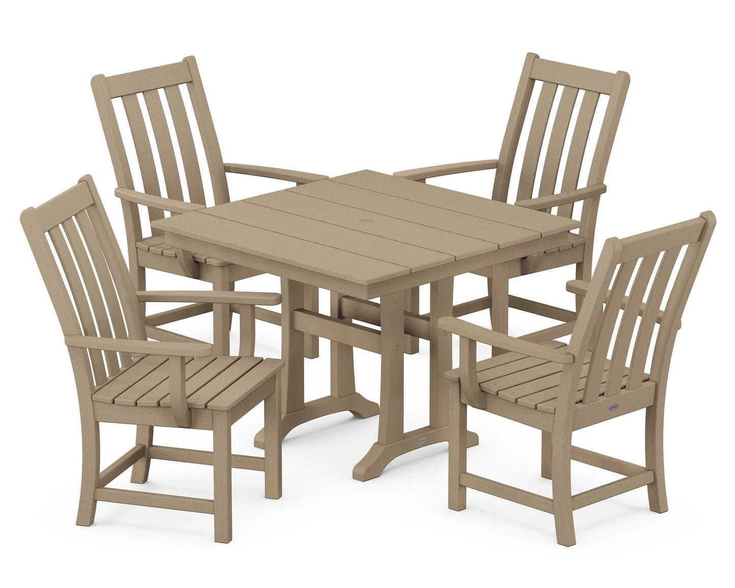 Polywood - Vineyard 5-Piece Farmhouse Trestle Arm Chair Dining Set - FREE SHIPPING