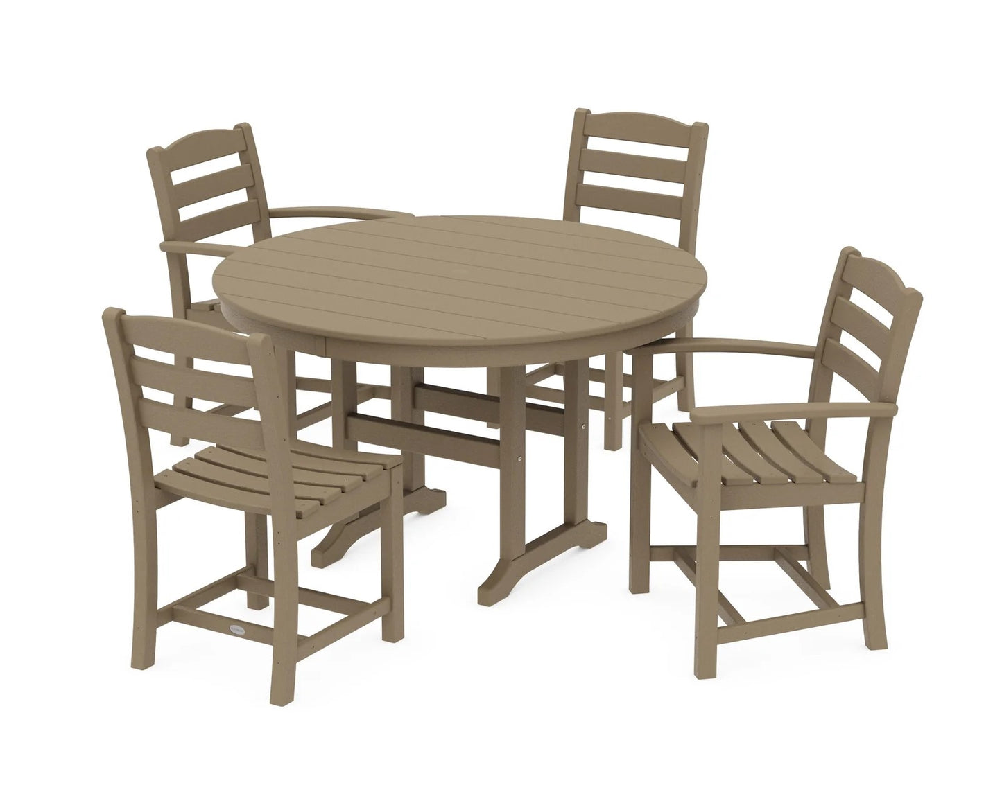 Polywood - La Casa Café 5-Piece Round Farmhouse Dining Set - FREE SHIPPING