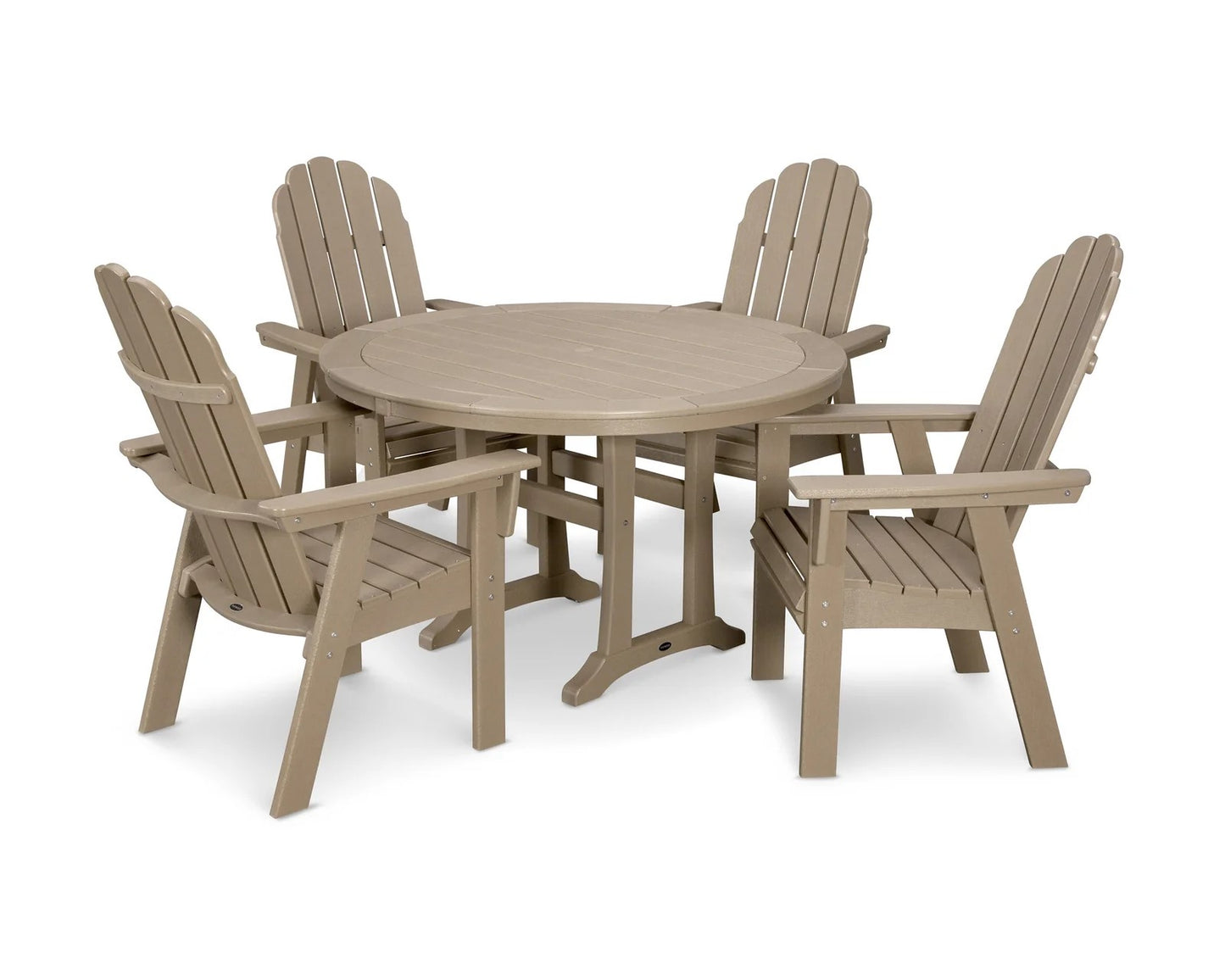 Polywood - Vineyard Curveback Adirondack 5-Piece Nautical Trestle Dining Set - FREE SHIPPING