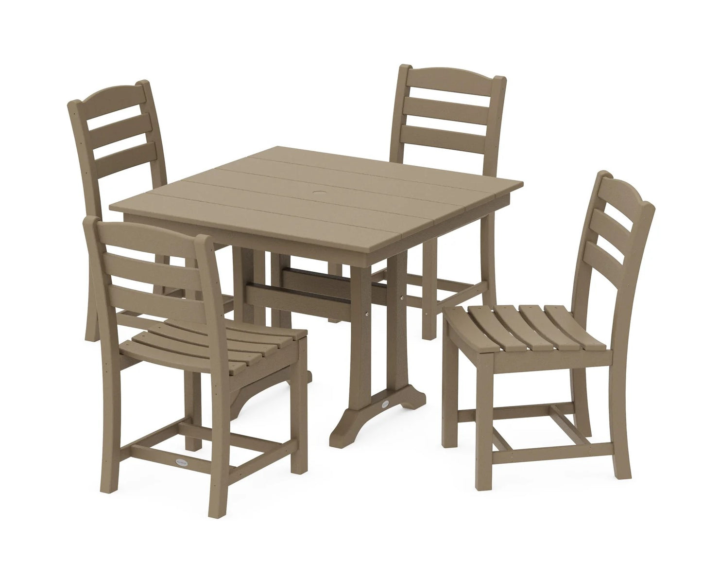 Polywood - La Casa Café 5-Piece Farmhouse Trestle Side Chair Dining Set - FREE SHIPPING