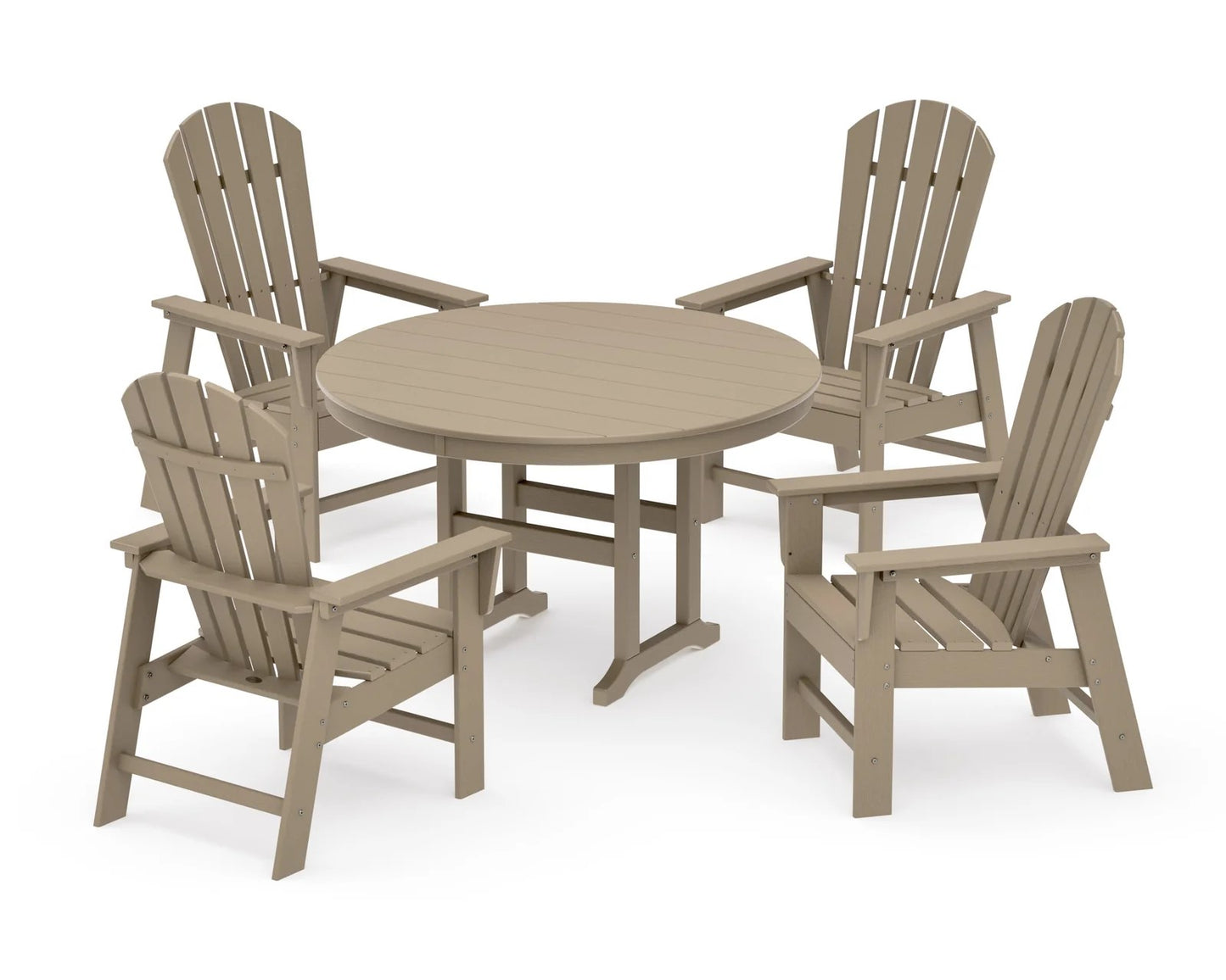 Polywood - South Beach 5-Piece Round Farmhouse Dining Set - FREE SHIPPING