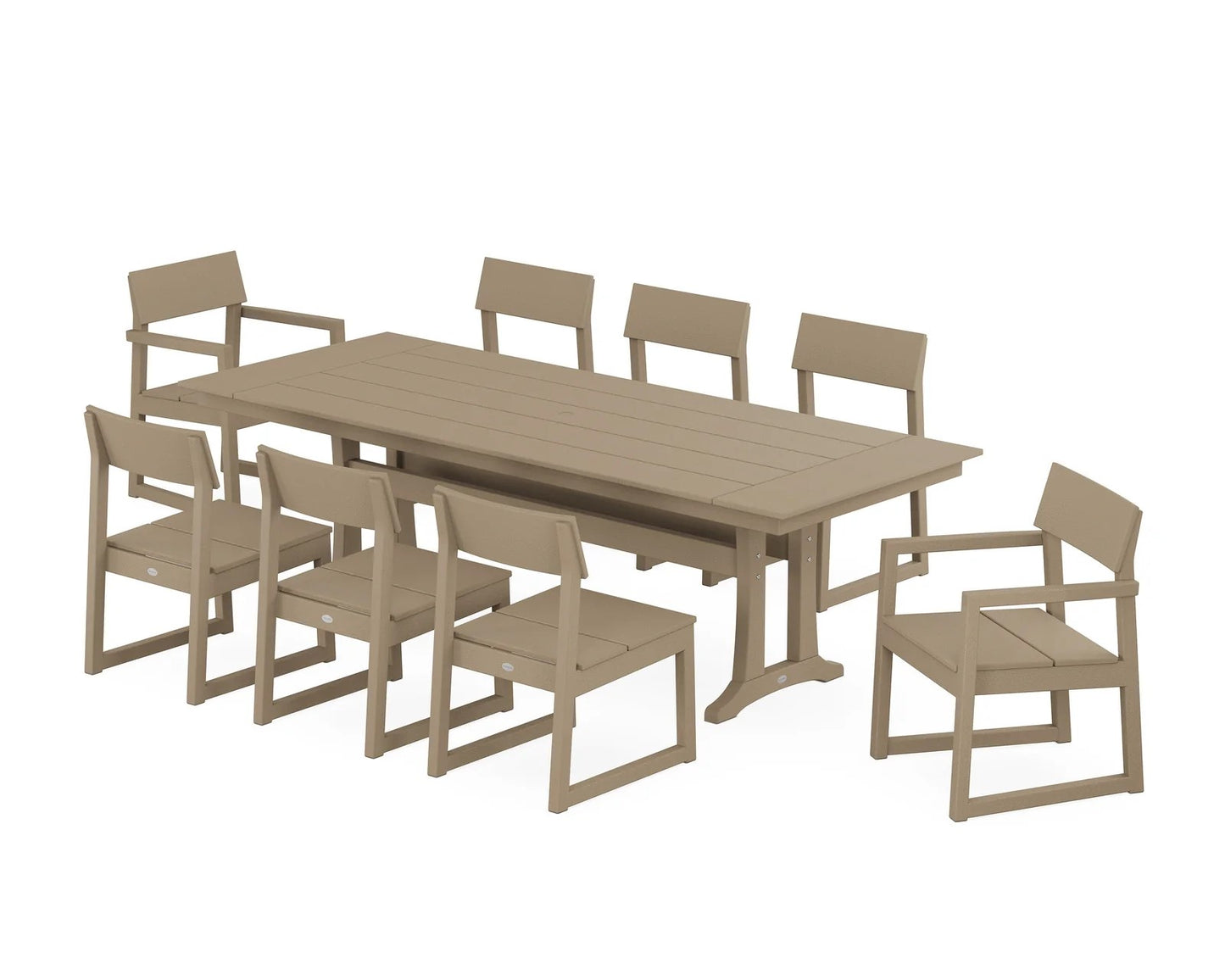 Polywood - Edge 9-Piece Farmhouse Dining Set with Trestle Legs - FREE SHIPPING