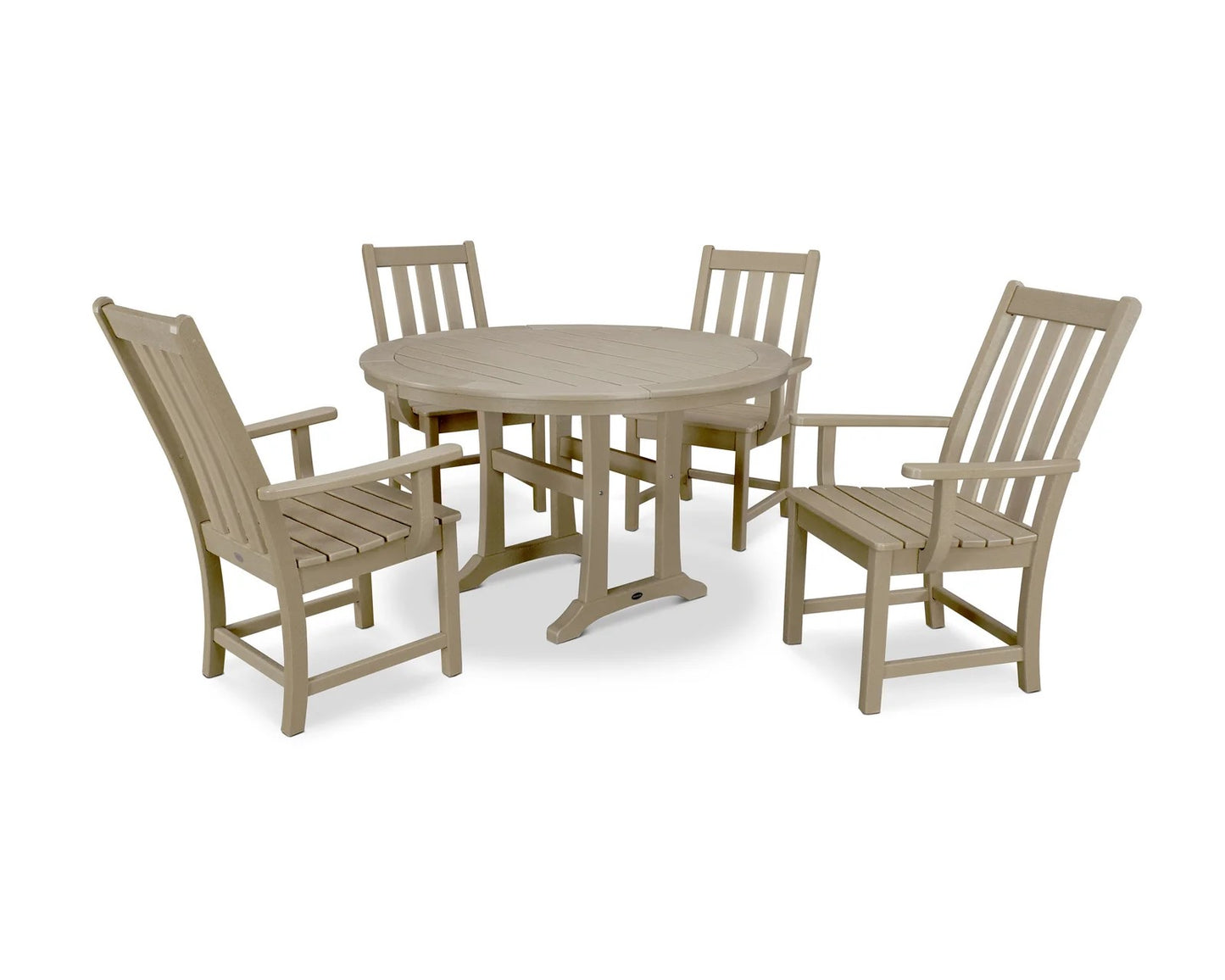 Polywood - Vineyard 5-Piece Round Dining Set with Trestle Legs - FREE SHIPPING
