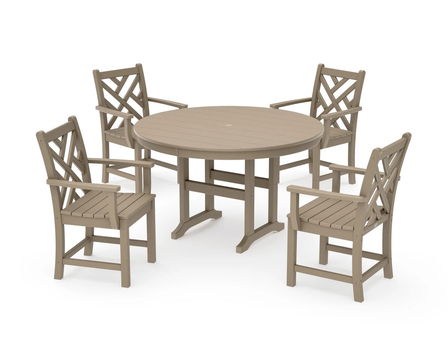Polywood - Chippendale 5-Piece Round Farmhouse Dining Set - FREE SHIPPING