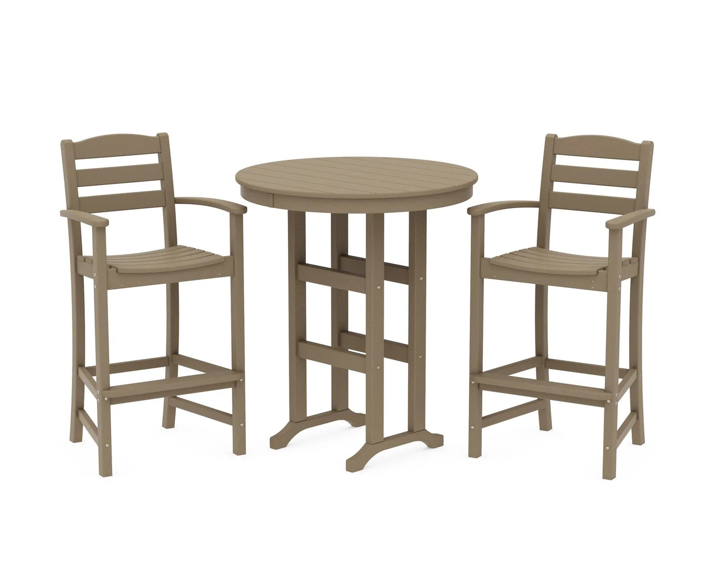 Polywood - La Casa Café 3-Piece Round Farmhouse Bar Set - FREE SHIPPING