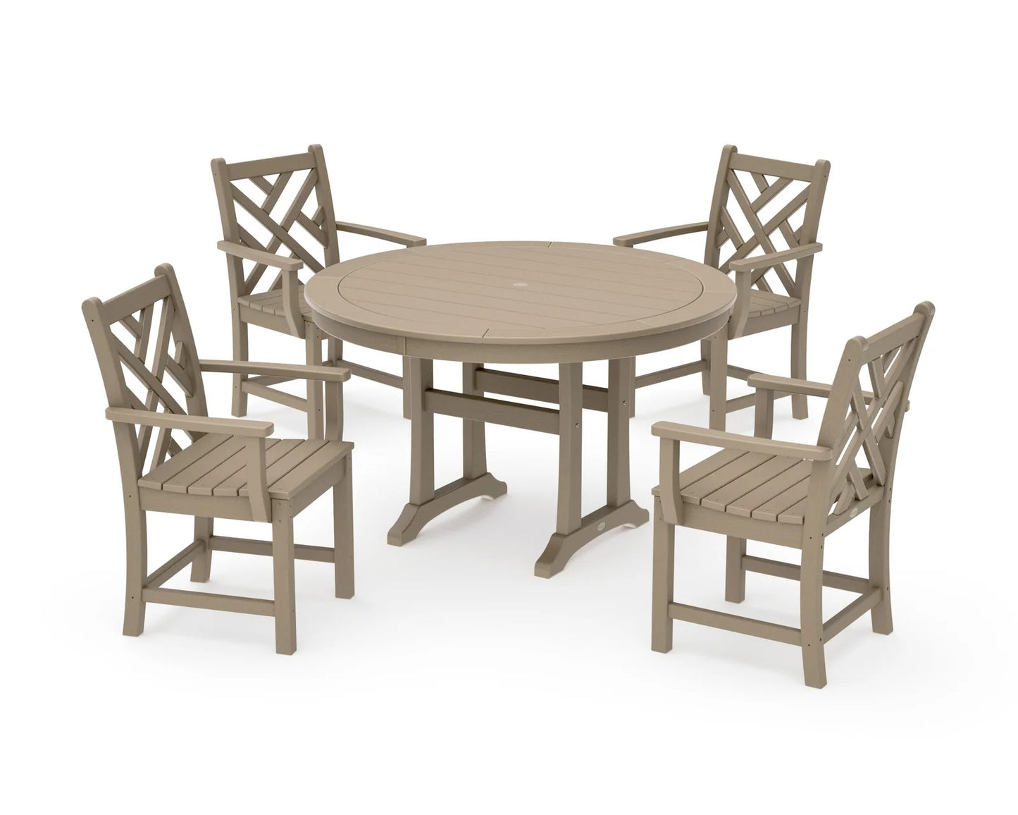 Polywood - Chippendale 5-Piece Nautical Trestle Dining Arm Chair Set - FREE SHIPPING