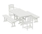 Polywood - La Casa Café 5-Piece Farmhouse Dining Set with Benches - FREE SHIPPING