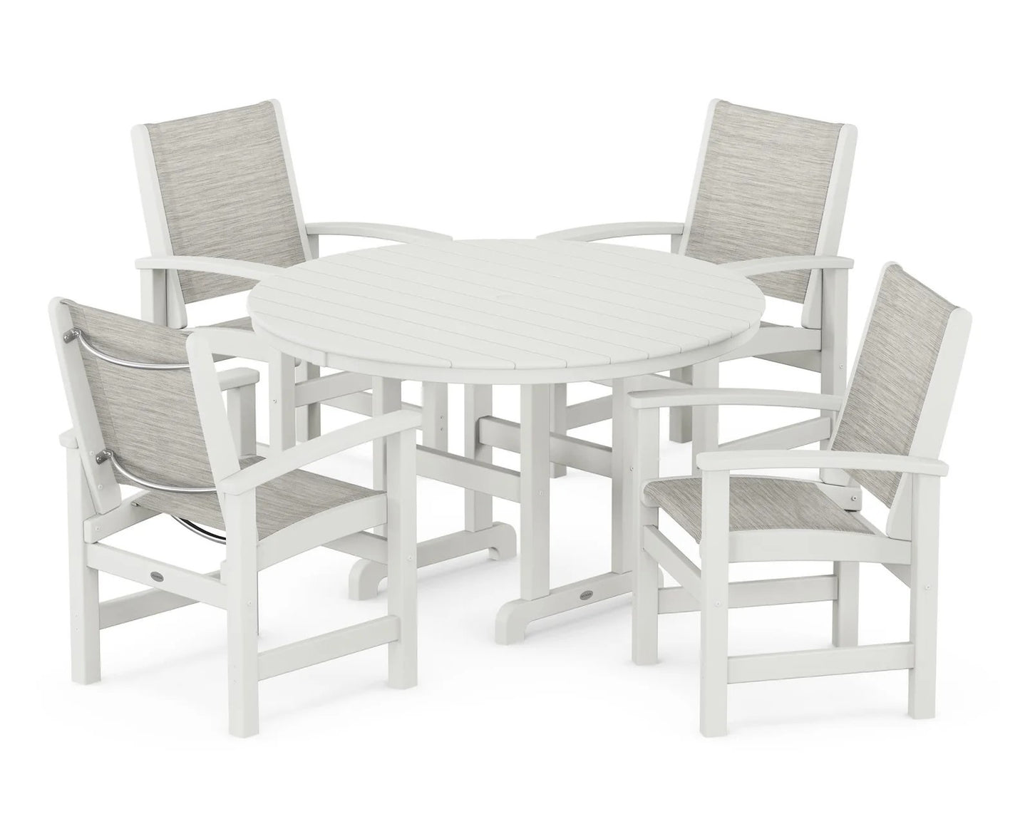 Polywood - Coastal 5-Piece Round Farmhouse Dining Set - FREE SHIPPING