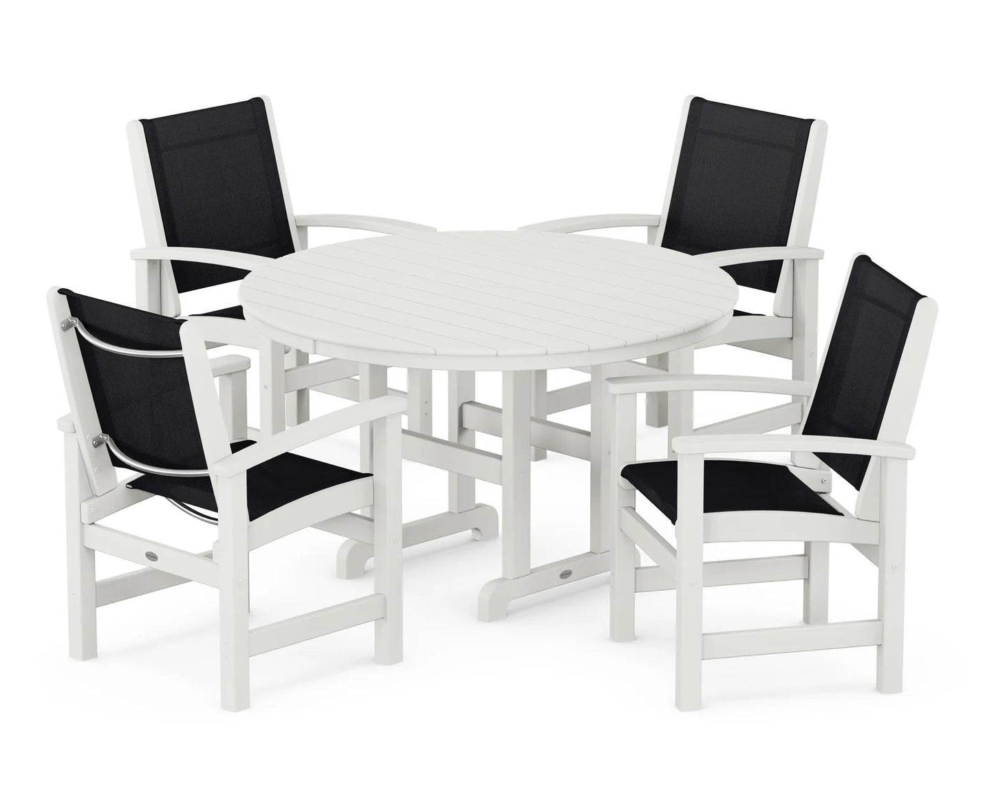 Polywood - Coastal 5-Piece Round Farmhouse Dining Set - FREE SHIPPING