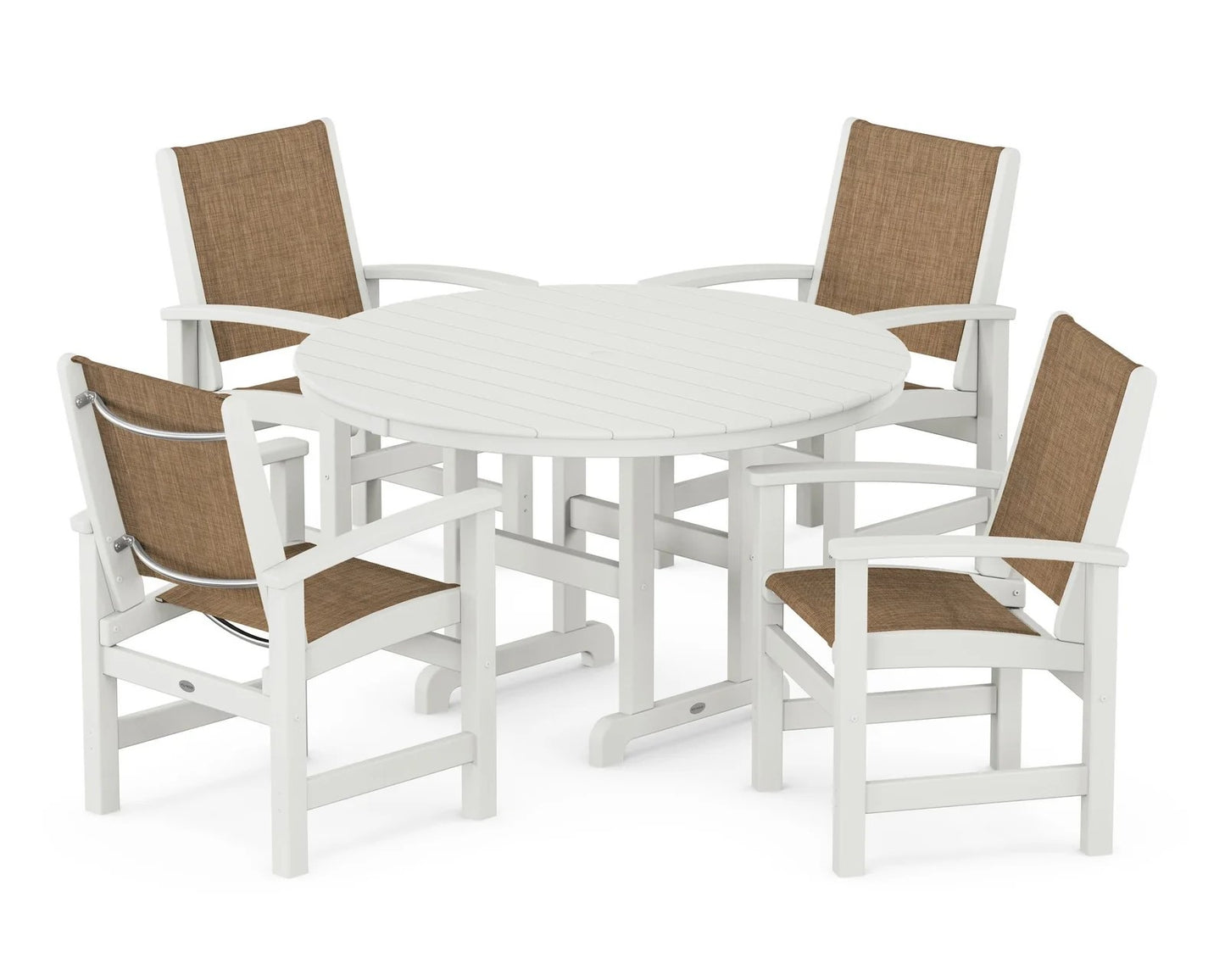 Polywood - Coastal 5-Piece Round Farmhouse Dining Set - FREE SHIPPING