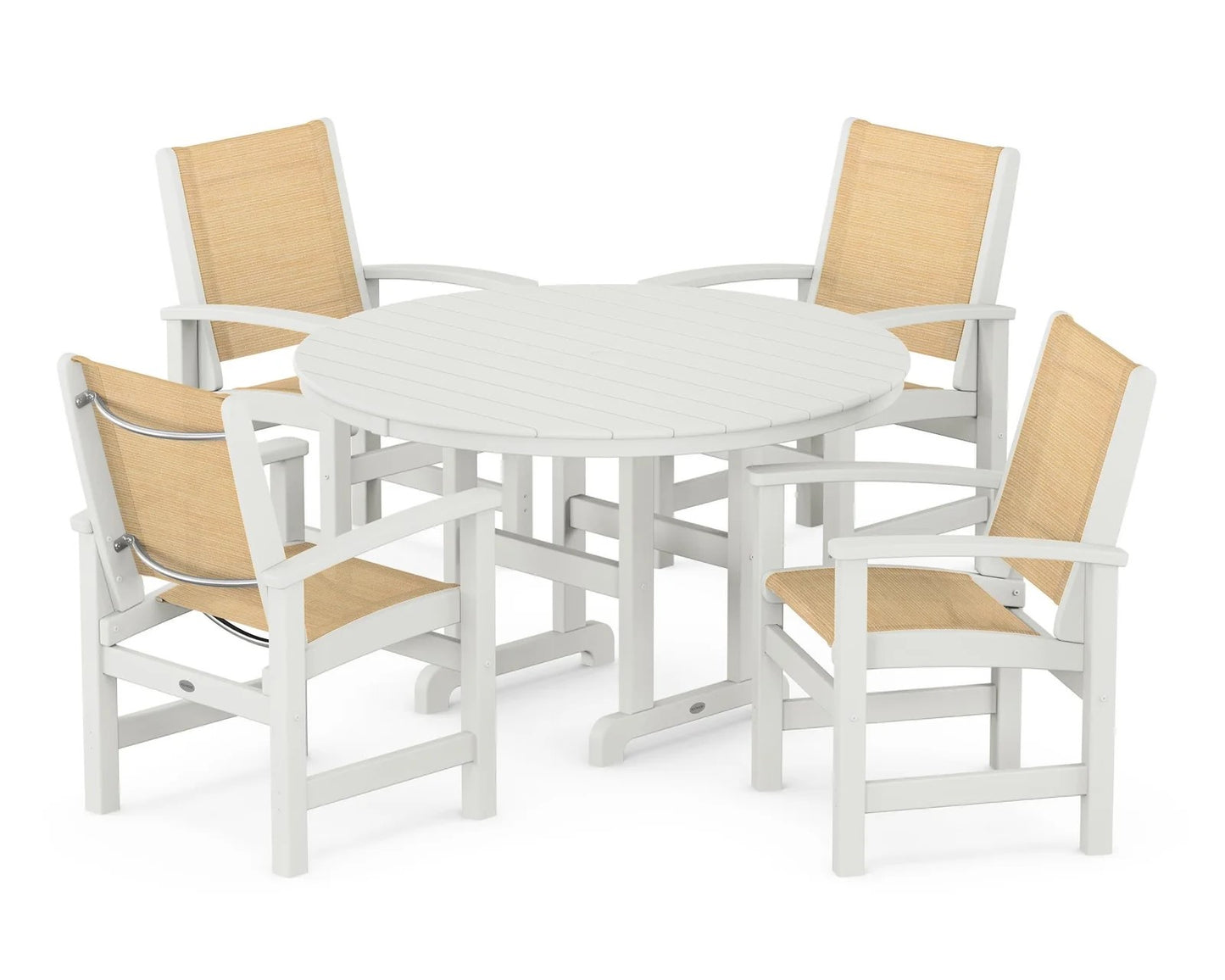 Polywood - Coastal 5-Piece Round Farmhouse Dining Set - FREE SHIPPING