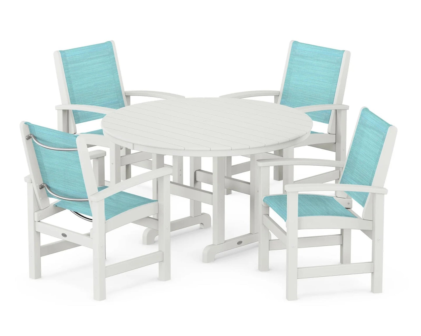 Polywood - Coastal 5-Piece Round Farmhouse Dining Set - FREE SHIPPING