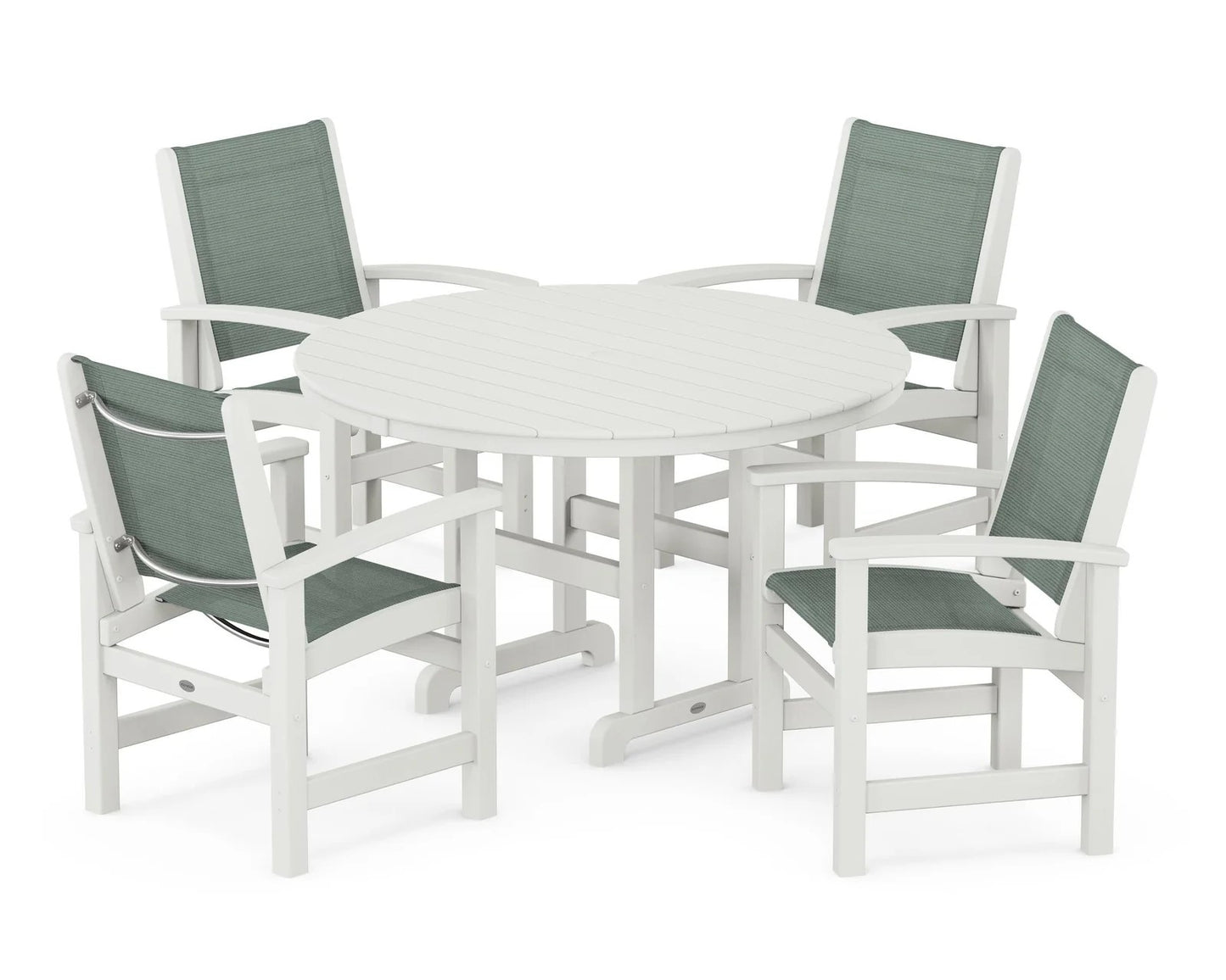 Polywood - Coastal 5-Piece Round Farmhouse Dining Set - FREE SHIPPING
