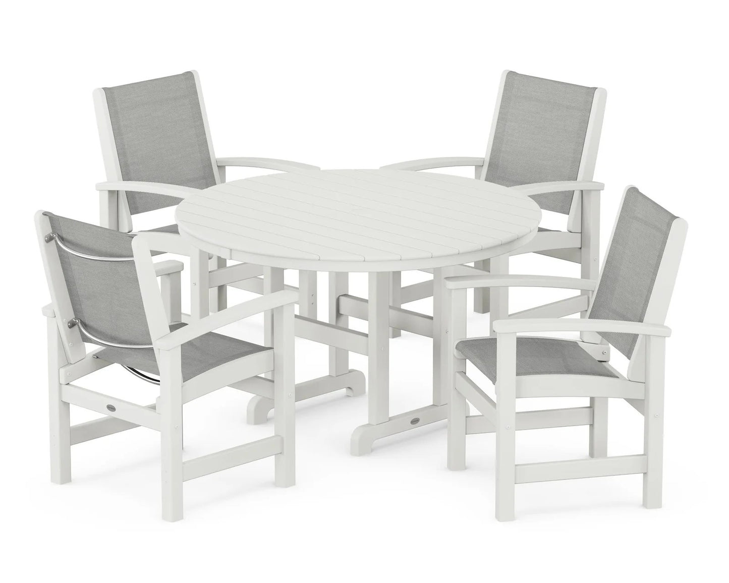 Polywood - Coastal 5-Piece Round Farmhouse Dining Set - FREE SHIPPING