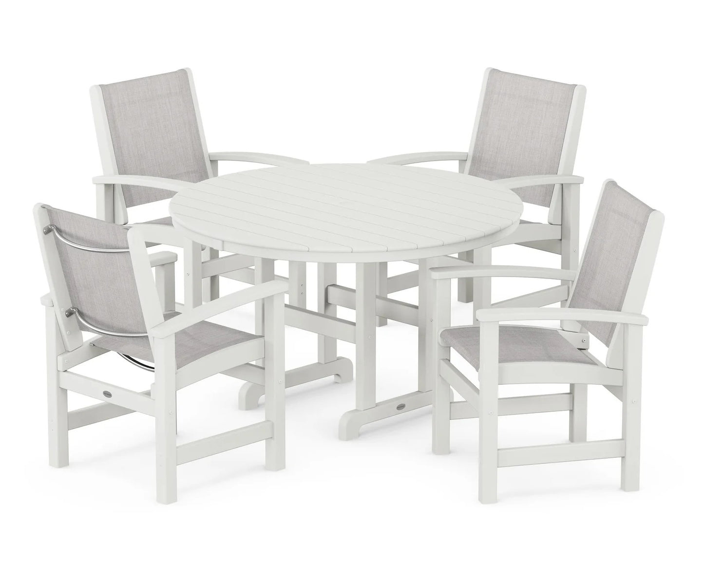 Polywood - Coastal 5-Piece Round Farmhouse Dining Set - FREE SHIPPING
