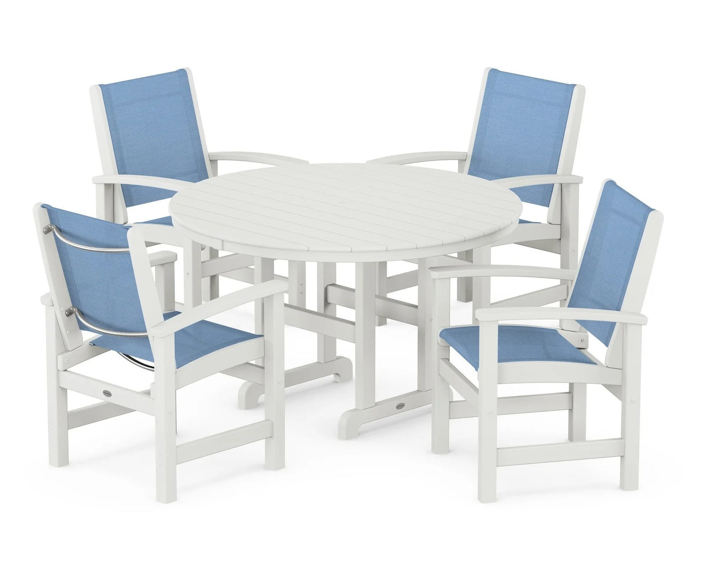 Polywood - Coastal 5-Piece Round Farmhouse Dining Set - FREE SHIPPING
