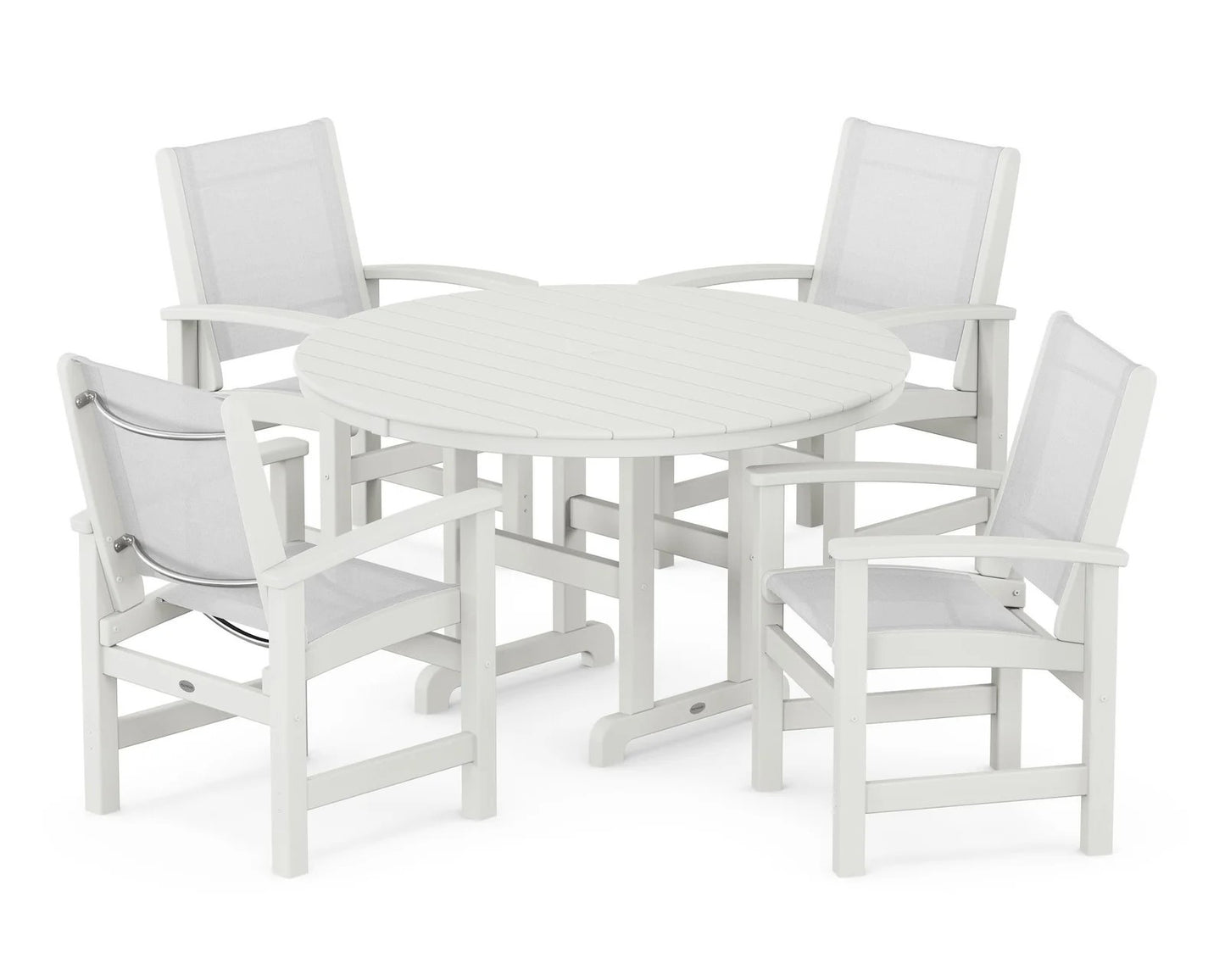 Polywood - Coastal 5-Piece Round Farmhouse Dining Set - FREE SHIPPING