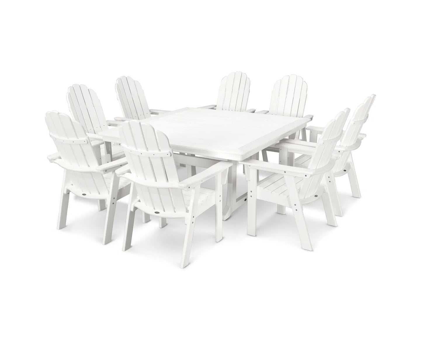 Polywood - Vineyard Curveback Adirondack 9-Piece Nautical Trestle Dining Set - FREE SHIPPING
