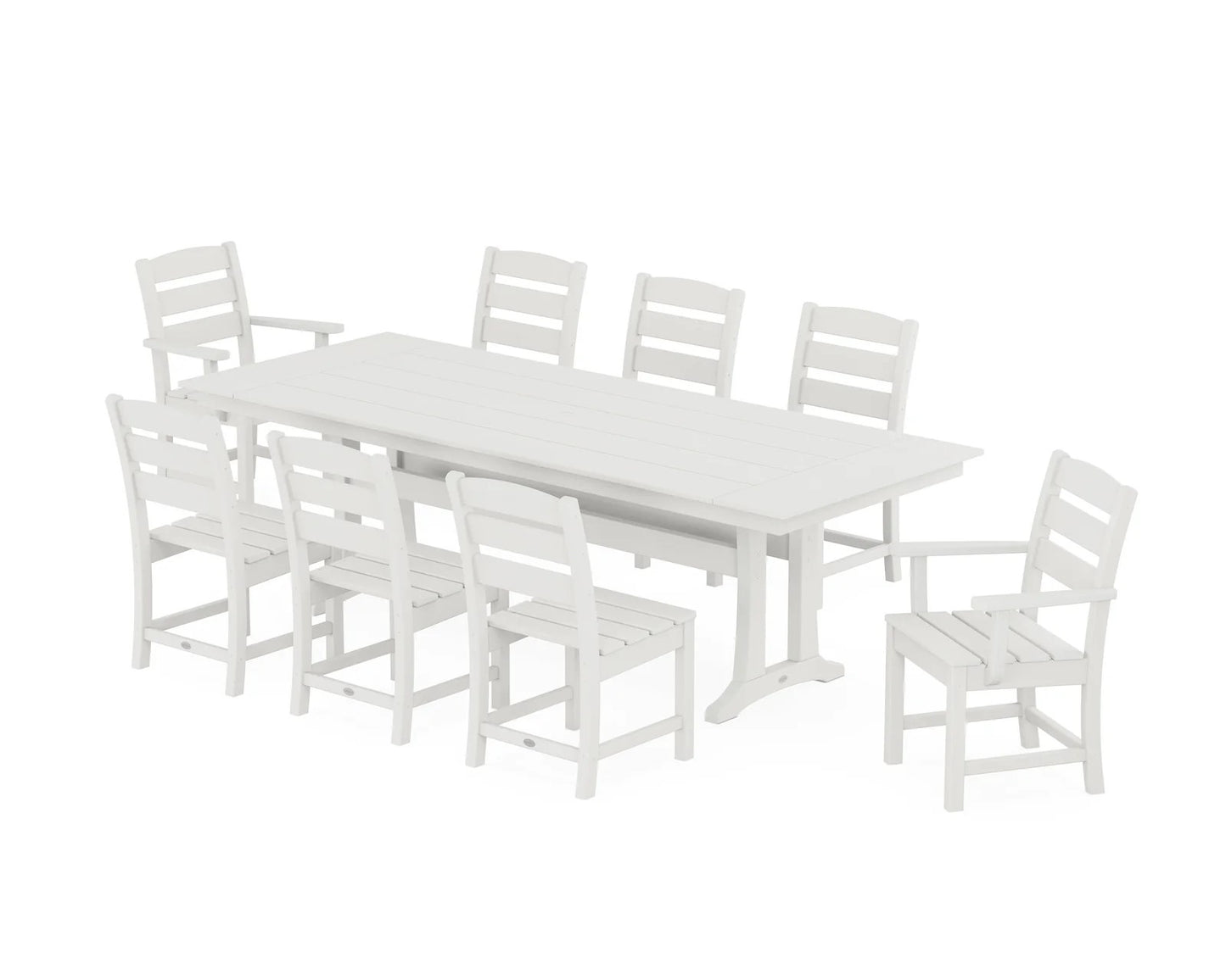 Polywood - Lakeside 9-Piece Farmhouse Dining Set with Trestle Legs - FREE SHIPPING