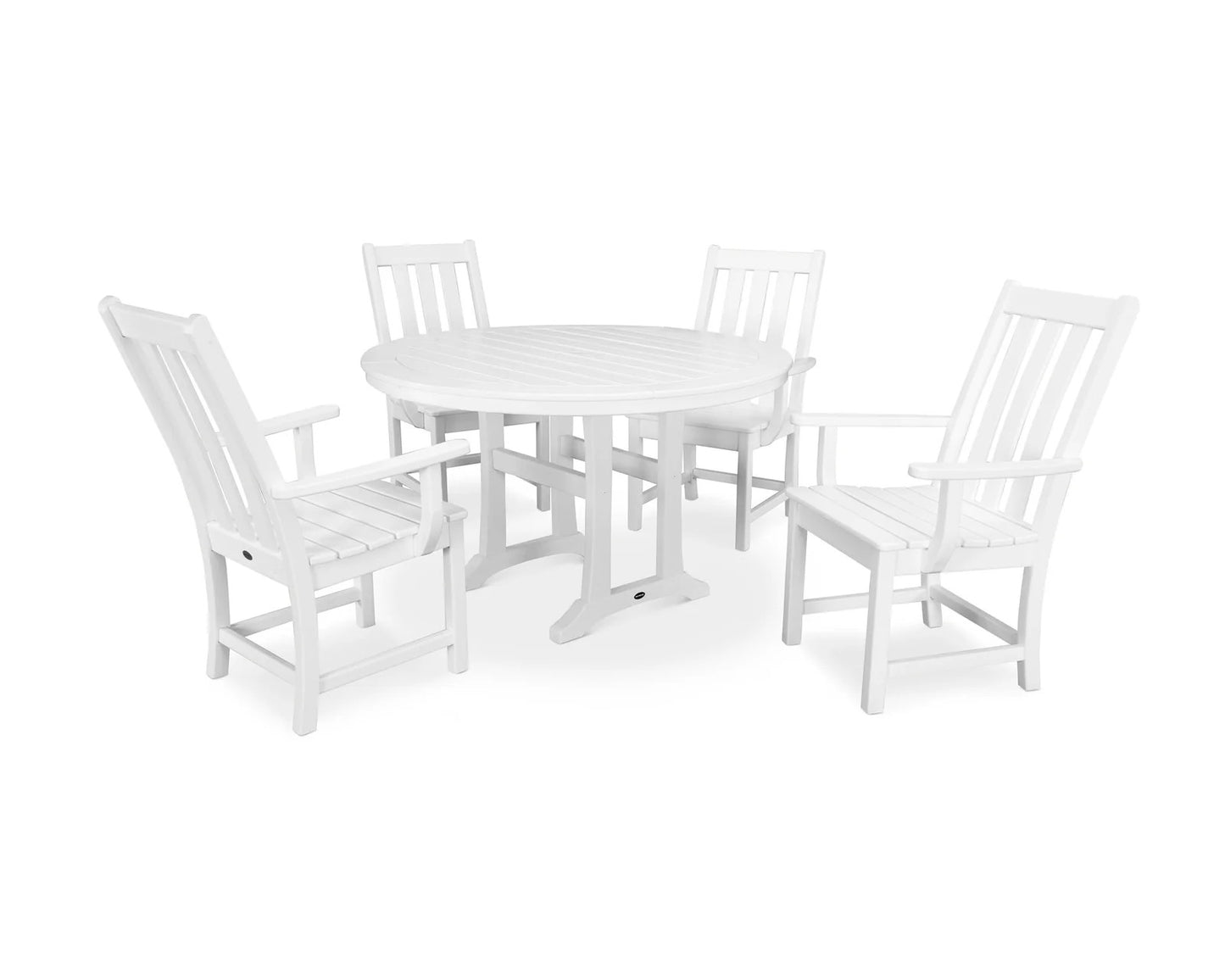 Polywood - Vineyard 5-Piece Round Dining Set with Trestle Legs - FREE SHIPPING