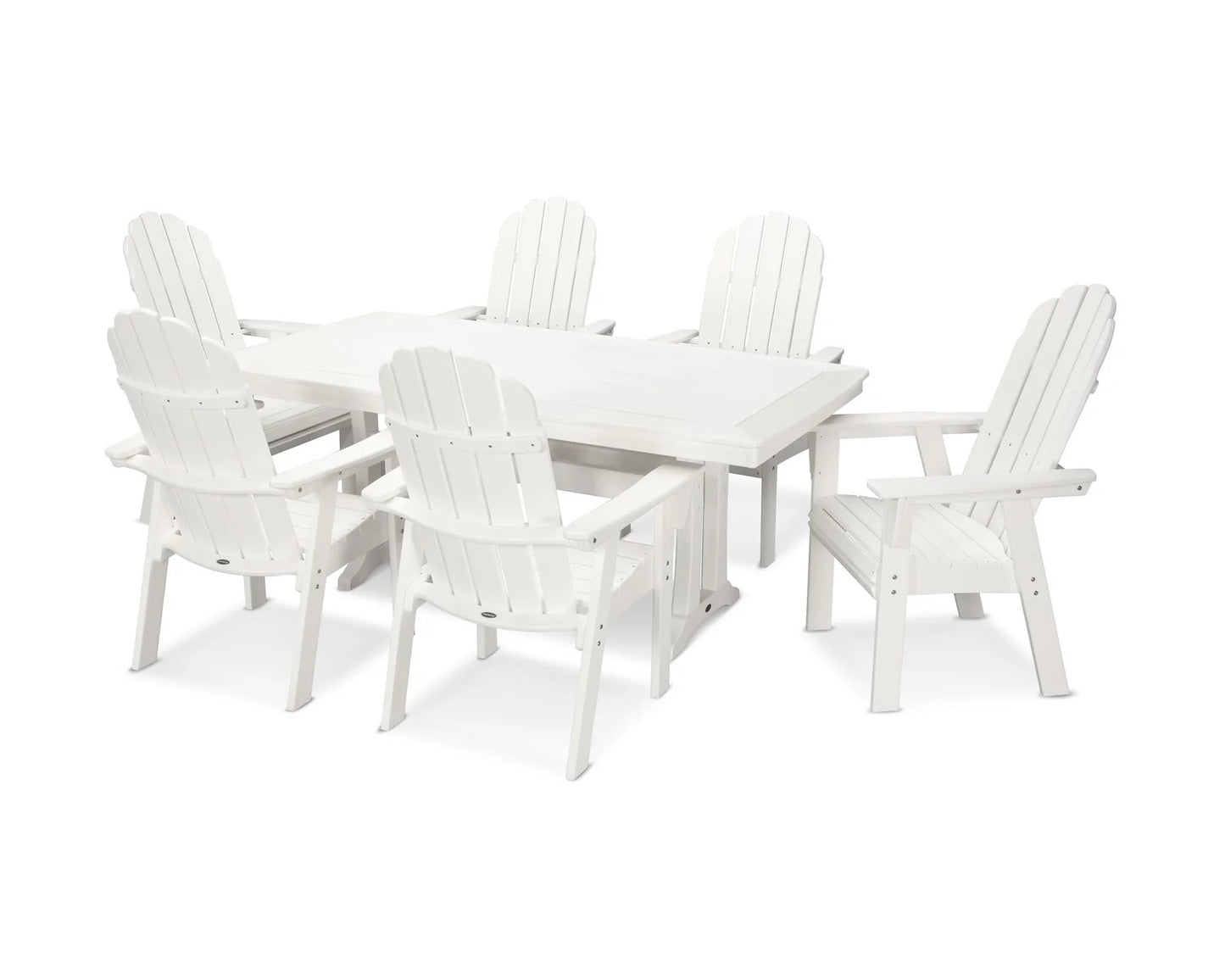 Polywood - Vineyard Curveback Adirondack 7-Piece Dining Set with Trestle Legs - FREE SHIPPING