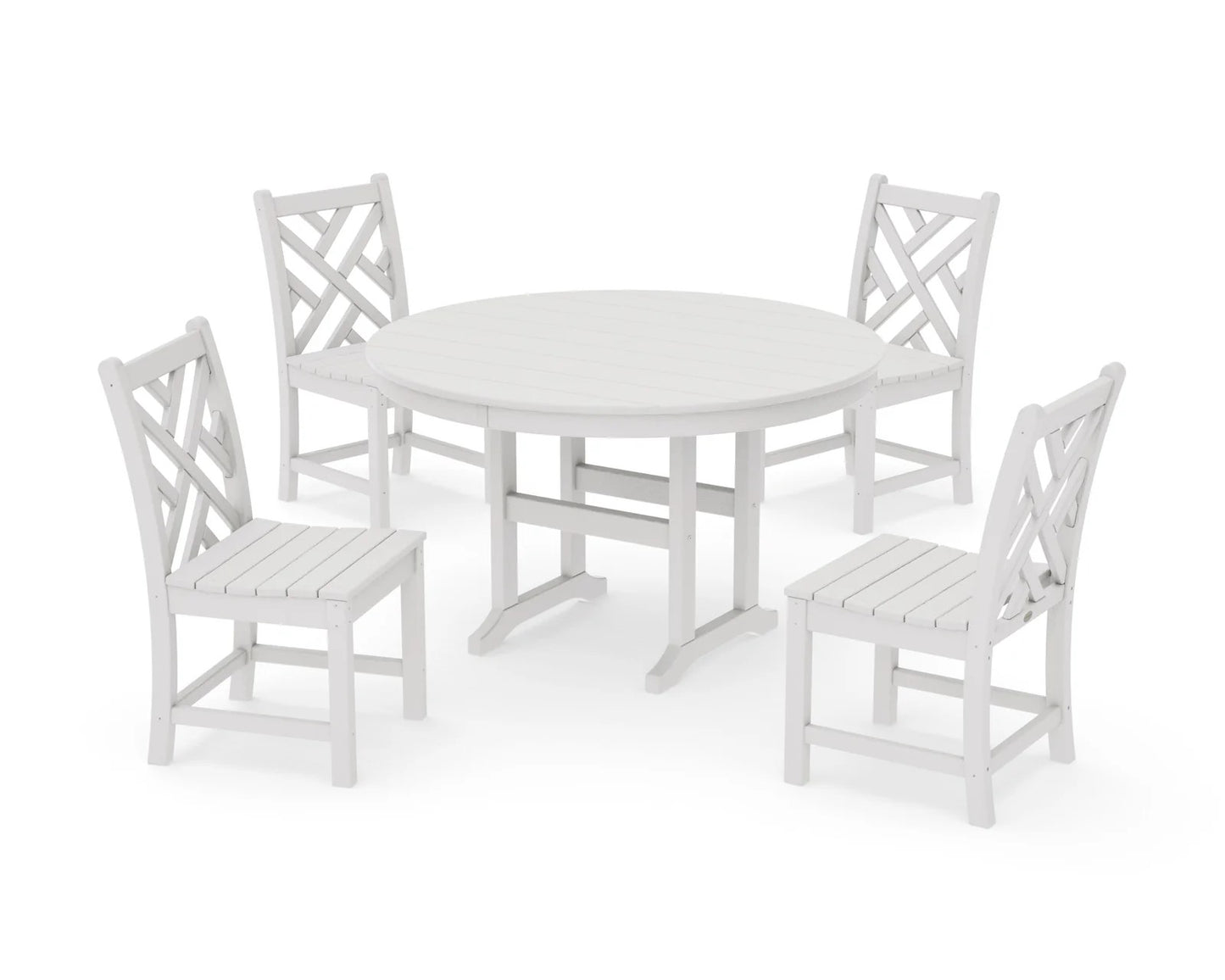 Polywood - Chippendale 5-Piece Round Farmhouse Side Chair Dining Set - FREE SHIPPING