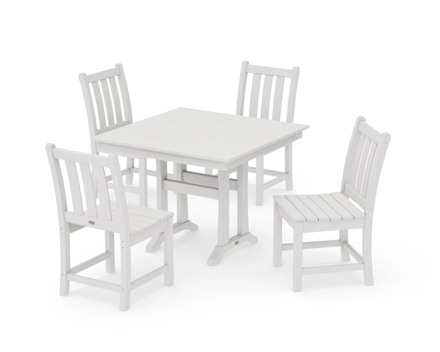 Polywood - Traditional Garden 5-Piece Farmhouse Trestle Dining Set - FREE SHIPPING