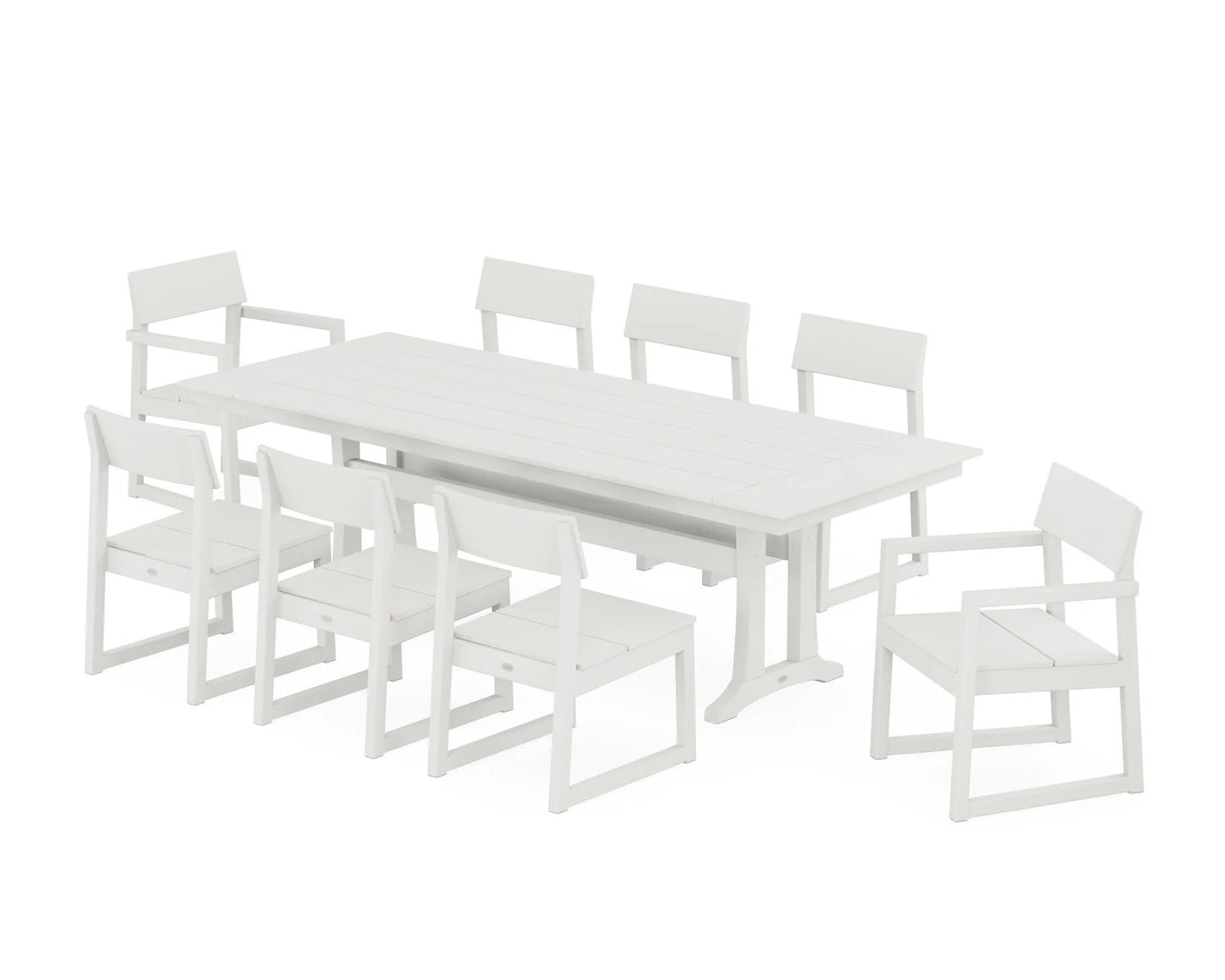 Polywood - Edge 9-Piece Farmhouse Dining Set with Trestle Legs - FREE SHIPPING