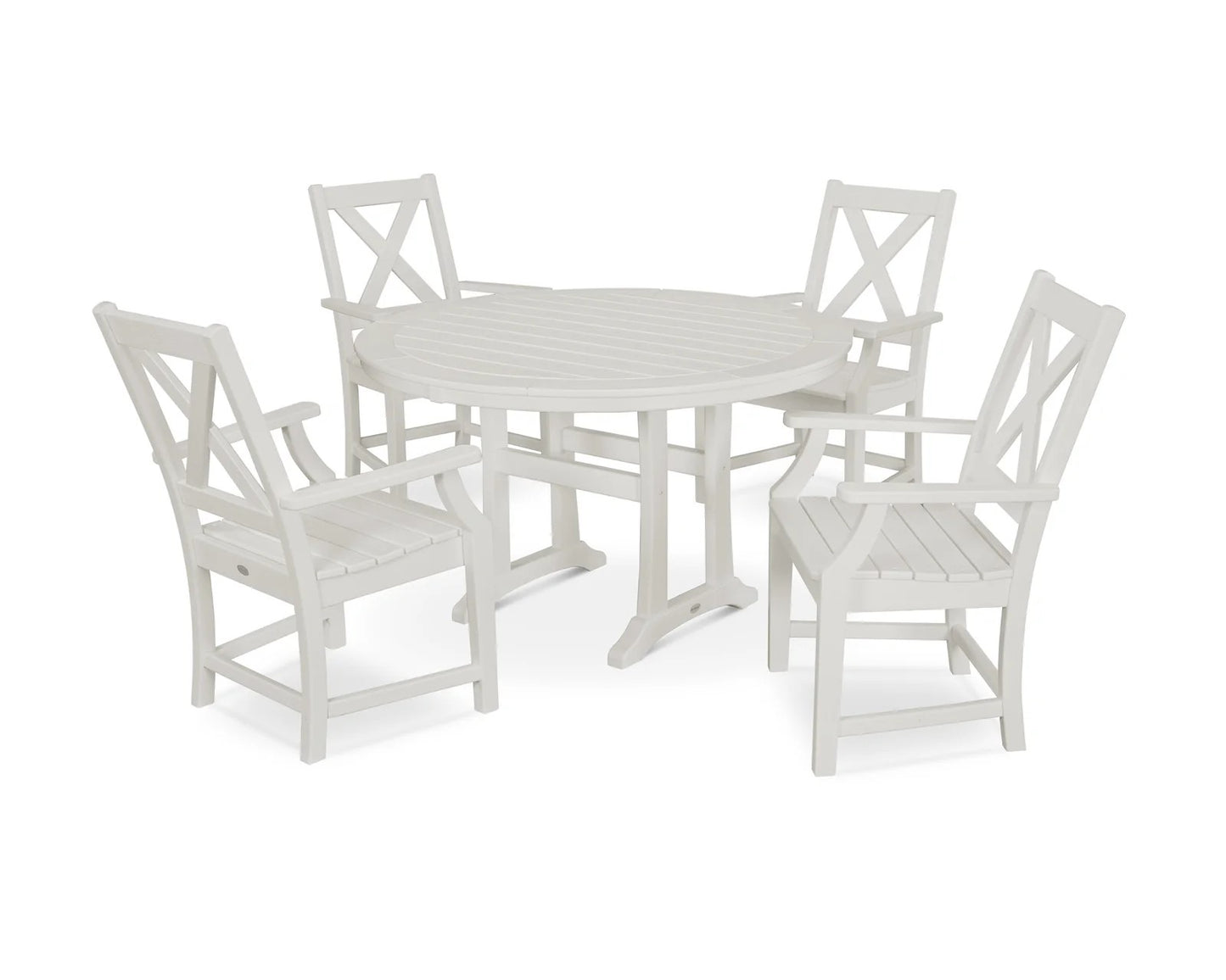 Polywood - Braxton 5-Piece Nautical Trestle Arm Chair Dining Set - FREE SHIPPING