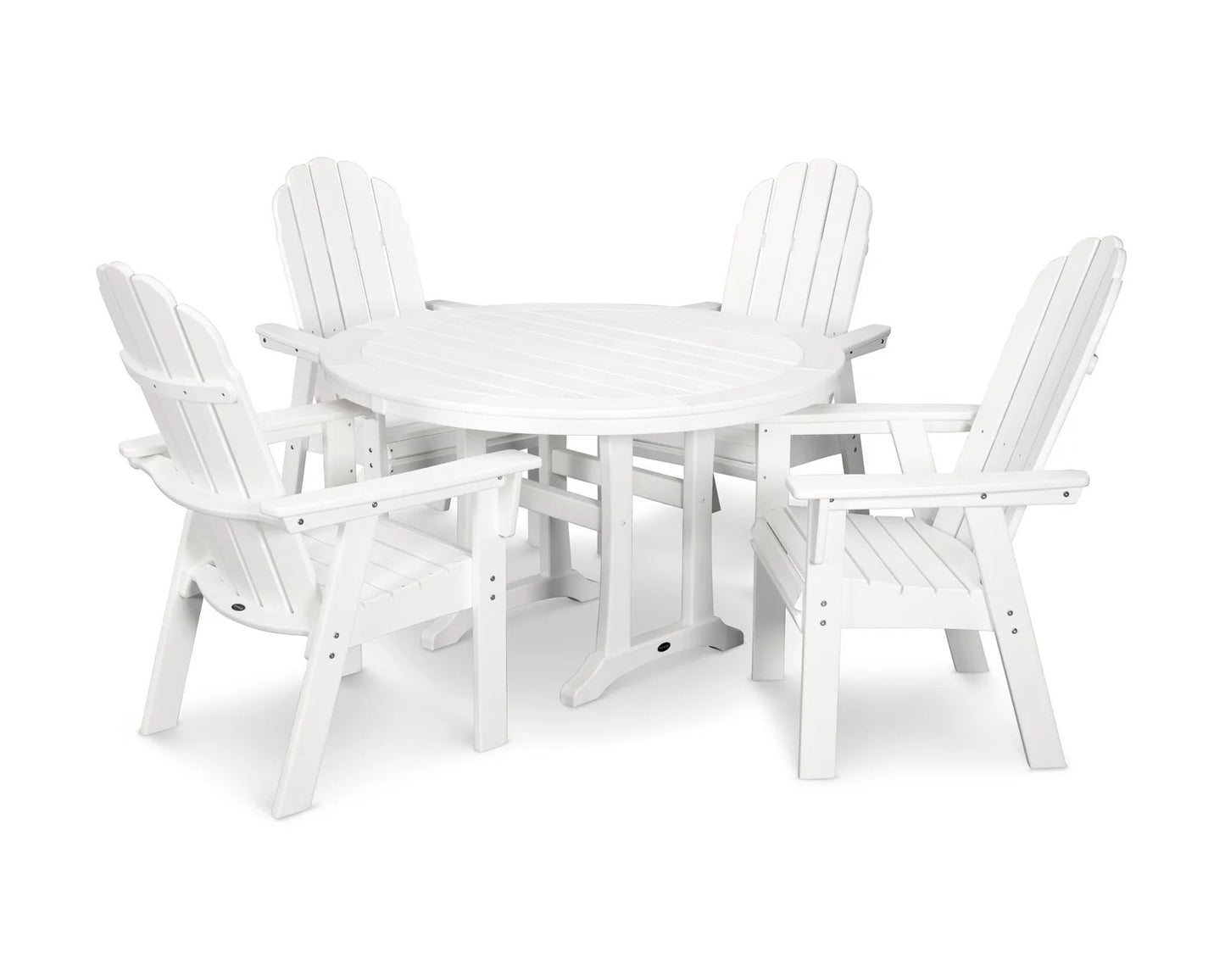 Polywood - Vineyard Curveback Adirondack 5-Piece Nautical Trestle Dining Set - FREE SHIPPING