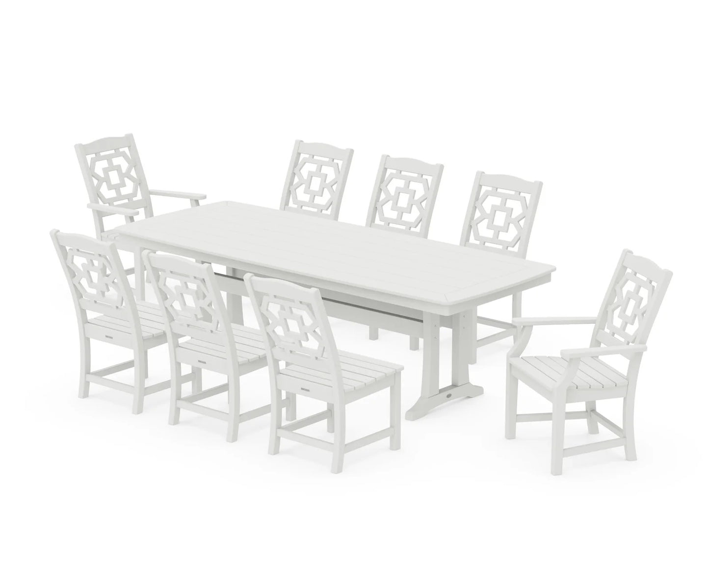 Polywood - Chinoiserie 9-Piece Dining Set with Trestle Legs - FREE SHIPPING