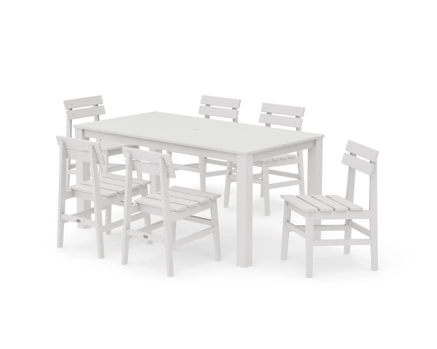 Polywood - Modern Studio Plaza Chair 7-Piece Parsons Table Dining Set - FREE SHIPPING
