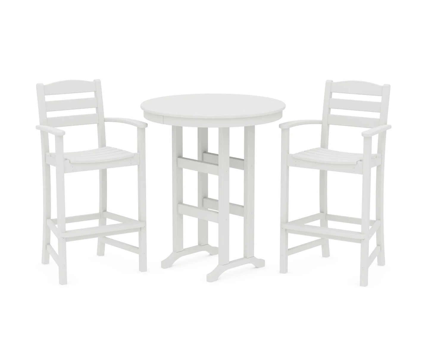 Polywood - La Casa Café 3-Piece Round Farmhouse Bar Set - FREE SHIPPING