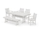 Polywood - Traditional Garden Arm Chair 6-Piece Farmhouse Dining Set with Trestle Legs & Bench - FREE SHIPPING